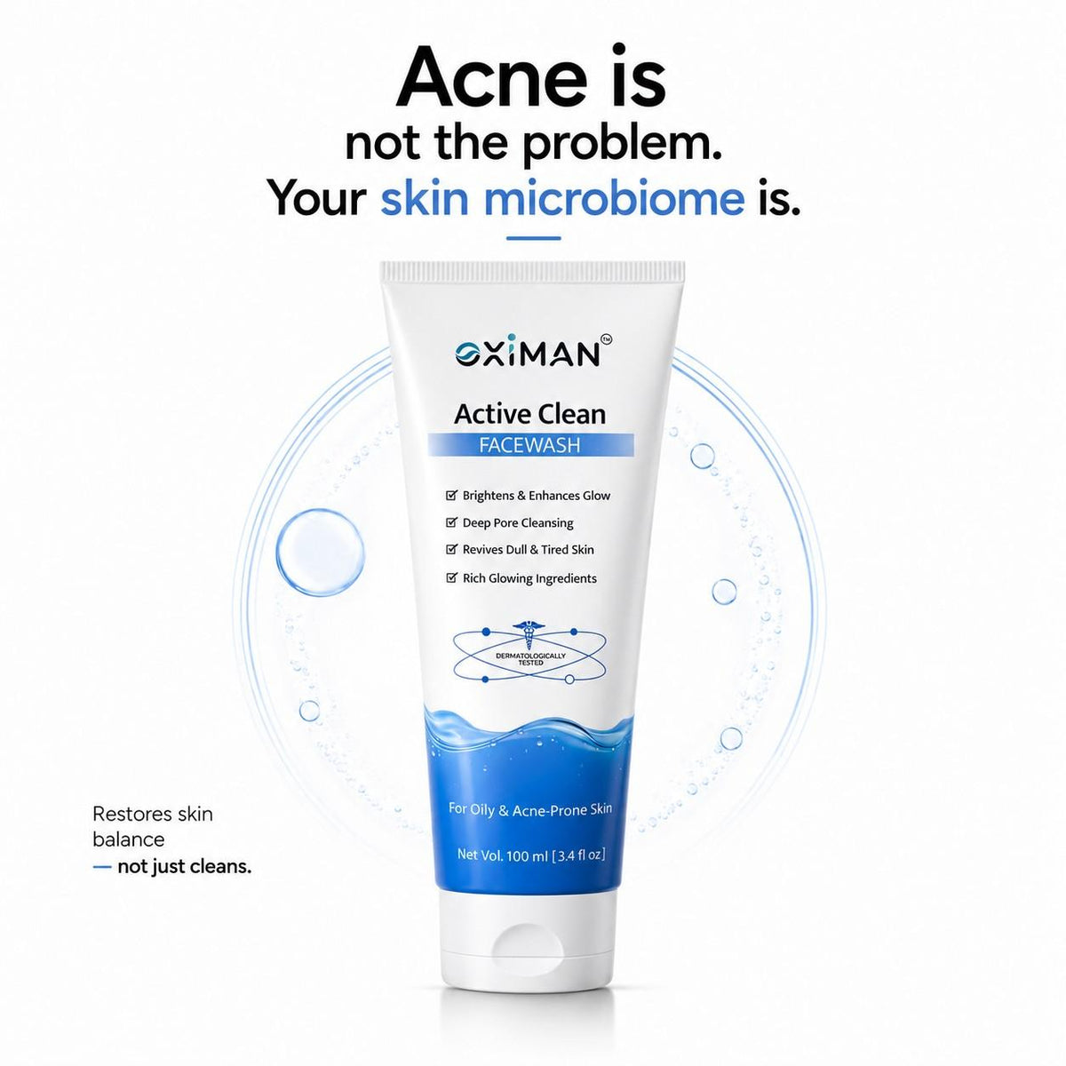 Active Clean Face Wash (100ml) | For Normal, Oily or Combination Skin